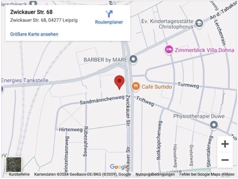Karte Arztpraxis Zwickauer Strasse Leipzig